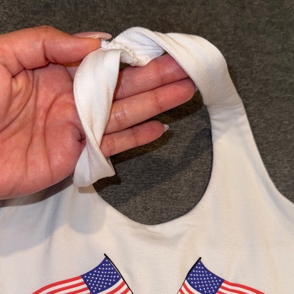 Cult Favorite- NWT White Halter Top with American Flag size Small - Picture 8 of 12